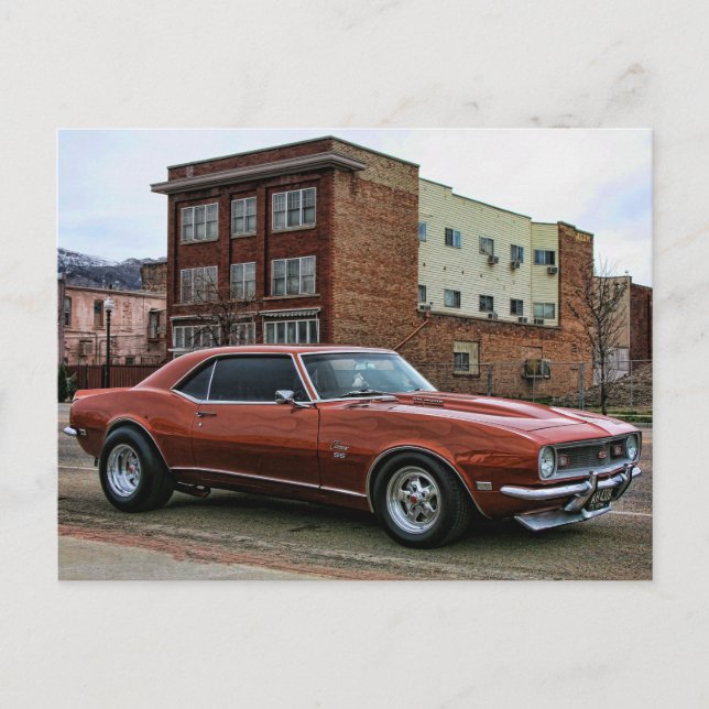 Carte Postale Voiture musculaire camaro chevy 1968 (Devant)