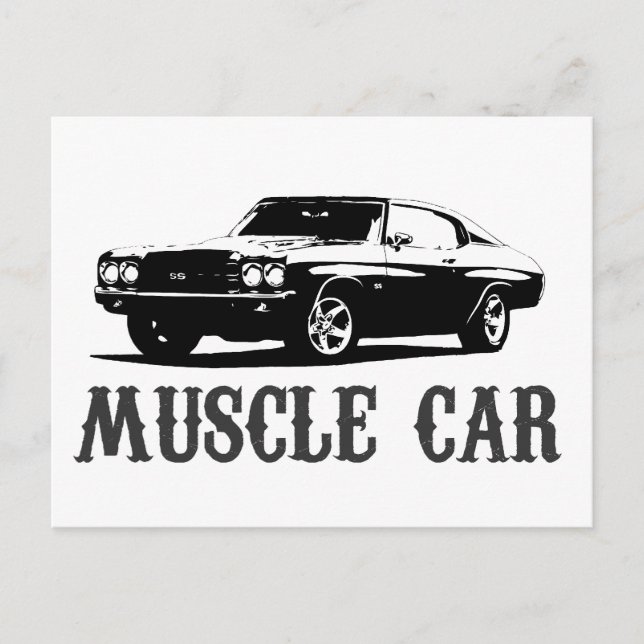 Carte Postale Voiture musculaire vintage (Devant)