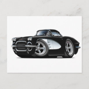 Carte Postale Voiture noire Corvette 1961