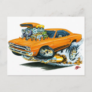 Carte Postale Voiture orange Plymouth GTX 1968-69