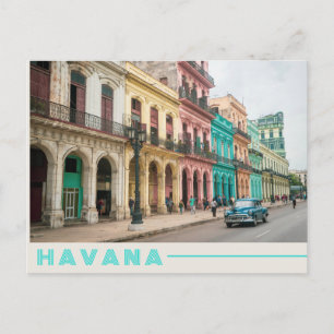 Carte Postale Voiture rétro bleue à La Havane, Cuba Photo coloré