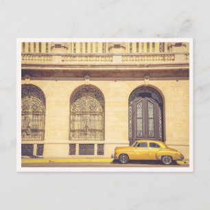 Carte Postale Voiture Rétro Dorée & Architecture La Havane Cuba