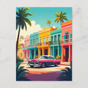 Carte Postale Voiture Rétro et Voyage Vintage à La Havane Tropic