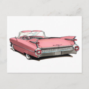 Carte Postale Voiture rose Cadillac 1959