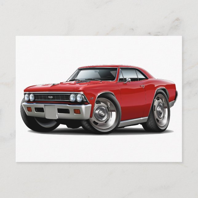 Carte Postale Voiture rouge Chevelle 1966 (Devant)