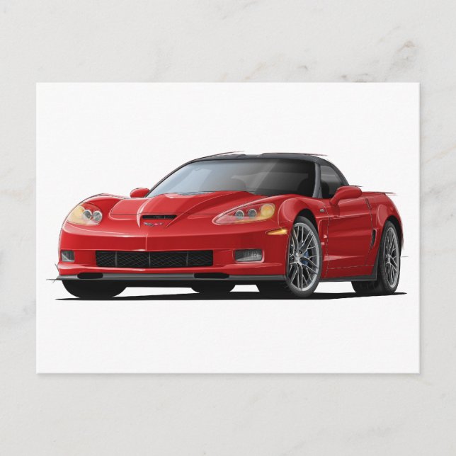 Carte Postale Voiture rouge Corvette ZR1 (Devant)