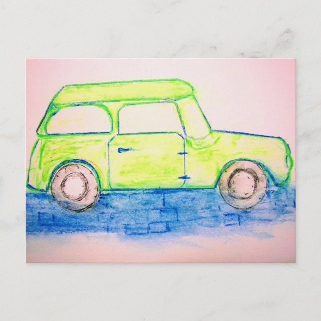 Carte postale Voiture verte cool (Devant)