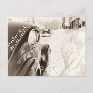 Carte postale Voiture Vintage Ancien Neige Profond
