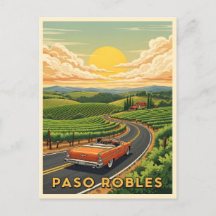 Carte Postale Voiture vintage paso robles région viticole au cou
