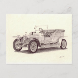 Carte Postale Voiture Vintage : Rolls Royce Fantôme Argent