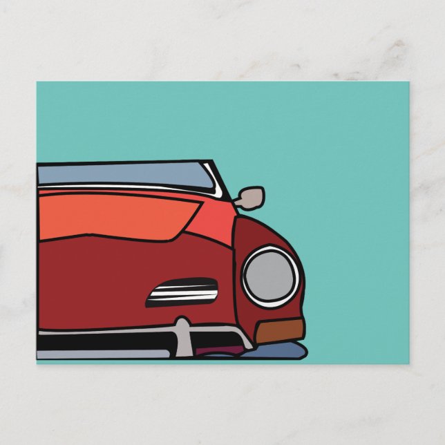 Carte Postale Voiture Vintage Rouge Graphisme (Devant)