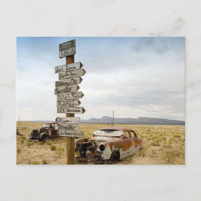 Carte Postale Voitures abandonnées, Route 66, Arizona (Devant)