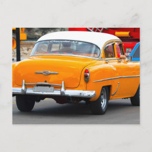 Carte Postale Voitures classiques de Cuba Chaud Jaune Convertibl
