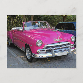 Carte Postale Voitures classiques de Cuba Hot Pink Convertible