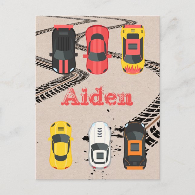 Carte Postale Voitures de course avec des marques de pneus (Devant)