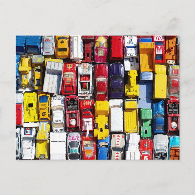 Carte postale Voitures de jouets colorées (Devant)