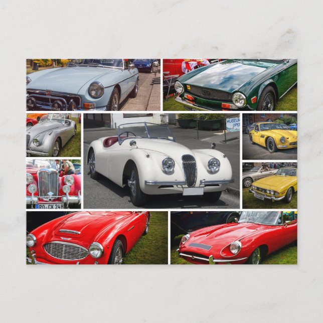 Carte Postale Voitures de sport britanniques classiques (Devant)