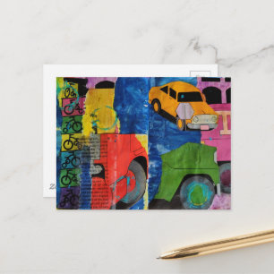 Carte Postale Voitures et camions collage multimédia