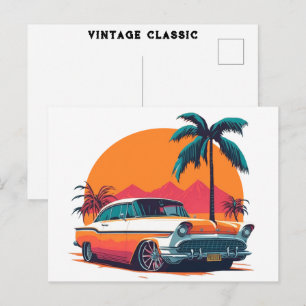 Carte Postale Voitures Musclées Rétro Vintage Cool Classique