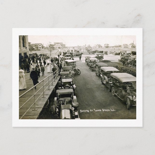 Carte Postale Voitures sur un dimanche occupé, Long Beach, NY Vi (Devant)