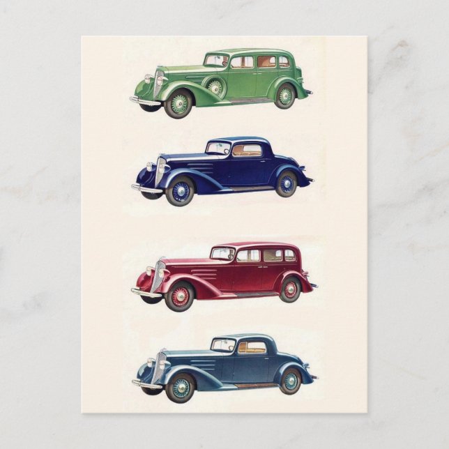 Carte Postale Voitures vintages (Devant)