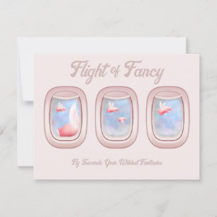 Carte Postale Vol de cochons fantaisistes volant dans la fenêtre