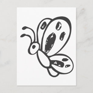 Carte Postale Vol papillon en noir et blanc