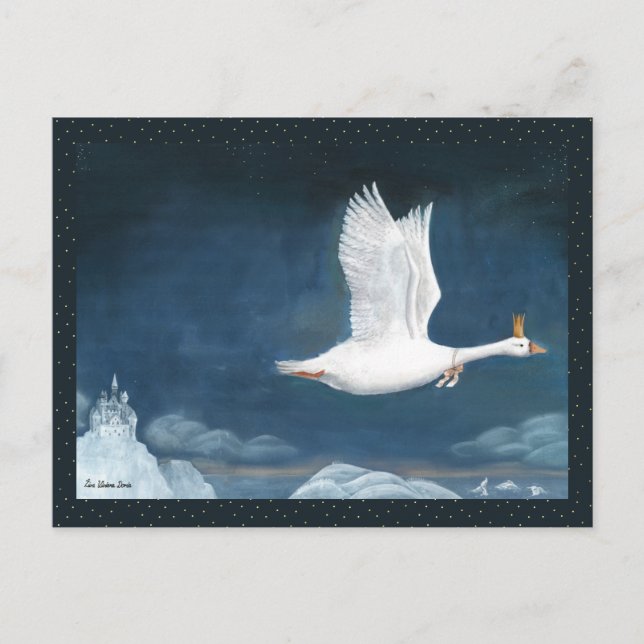Carte Postale Vol Whimsical De La Reine D'Oie Illustration (Devant)