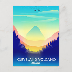 Carte Postale Volcan Cleveland affiche de voyage Alaska