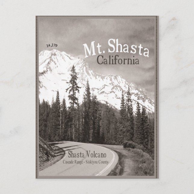Carte Postale Volcan Shasta chaîne de montagnes Cascade Siskiyou (Devant)