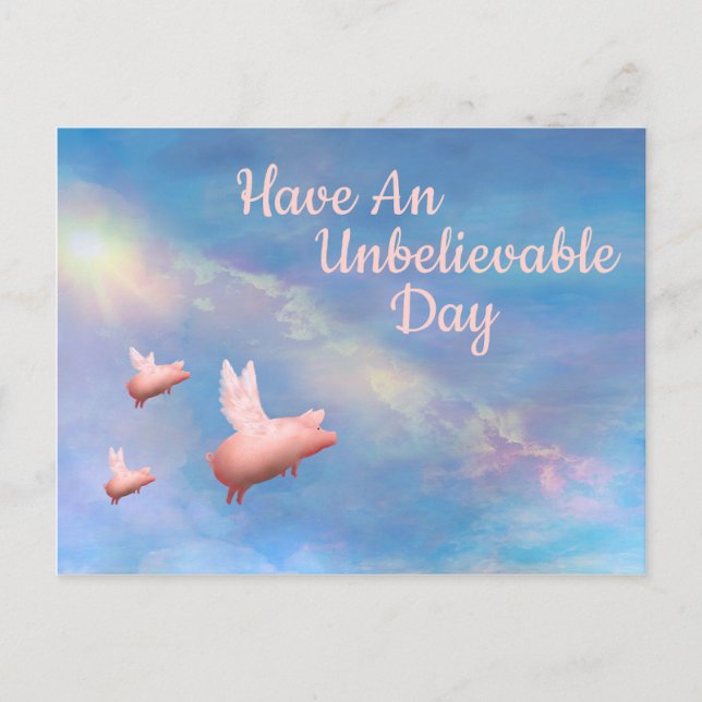 Carte Postale Voler Des Cochons - Une Journée Incroyable (Devant)