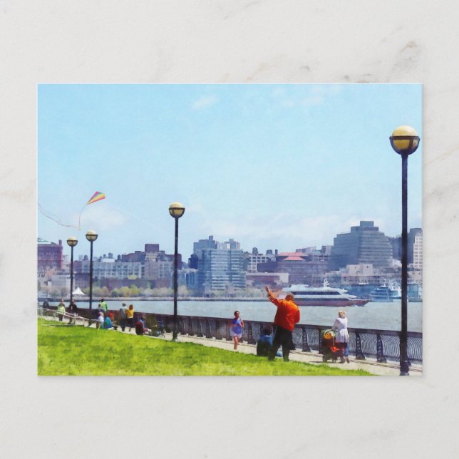 Carte Postale Voler un cerf-volant à Pier A Park Hoboken NJ (Devant)