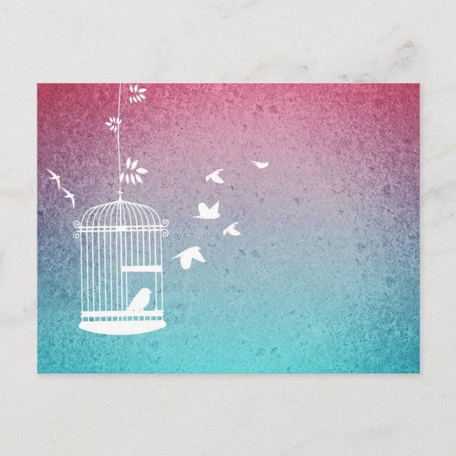 Carte Postale Volière vintage et oiseaux (Devant)