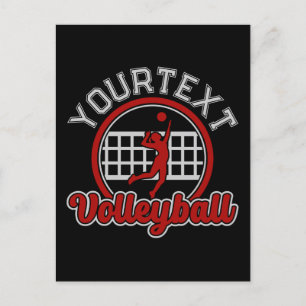 Carte Postale Volleyball AJOUTER LE NOM Spike Ball Attaque Équip