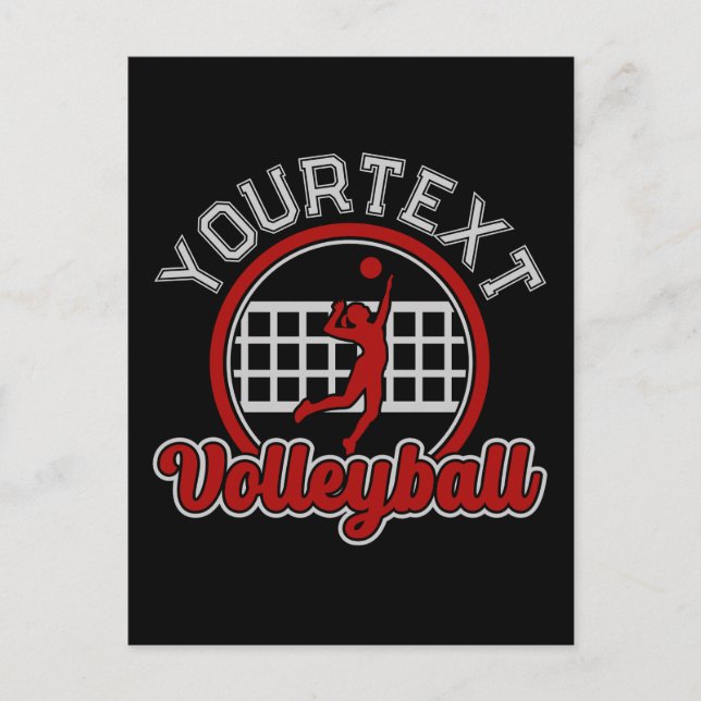Carte Postale Volleyball AJOUTER LE NOM Spike Ball Attaque Équip (Devant)