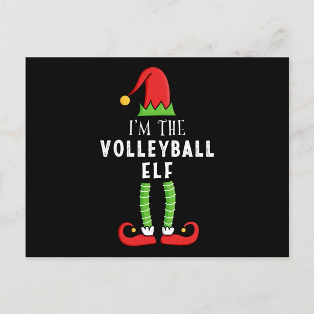 Carte Postale Volleyball elf Noël jumelé cadeau de famille (Devant)