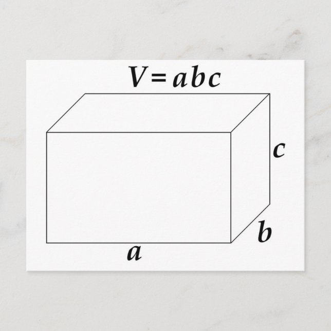 Carte Postale Volume d'un prisme rectangulaire (Devant)