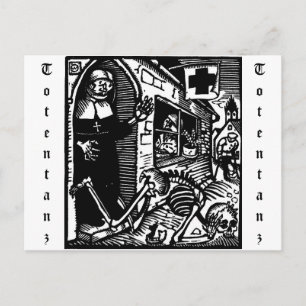 Carte postale Vom Totentanz Nun et Skeleton