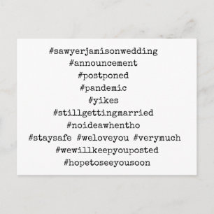 Carte Postale Vos 12 hashtags Mariage noir blanc repoussé