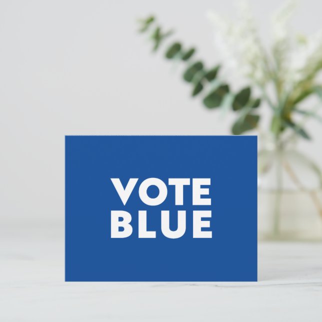 Carte Postale Vote Blue moderne audacieuse typographie blanc ble (Debout devant)