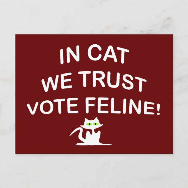 Carte Postale Vote Chat avec texte blanc (Devant)