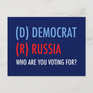 Carte Postale Vote D pour Democrat R pour Russia Funny Election