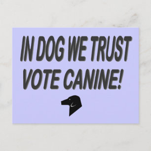 Carte Postale Vote Dog avec Black Text