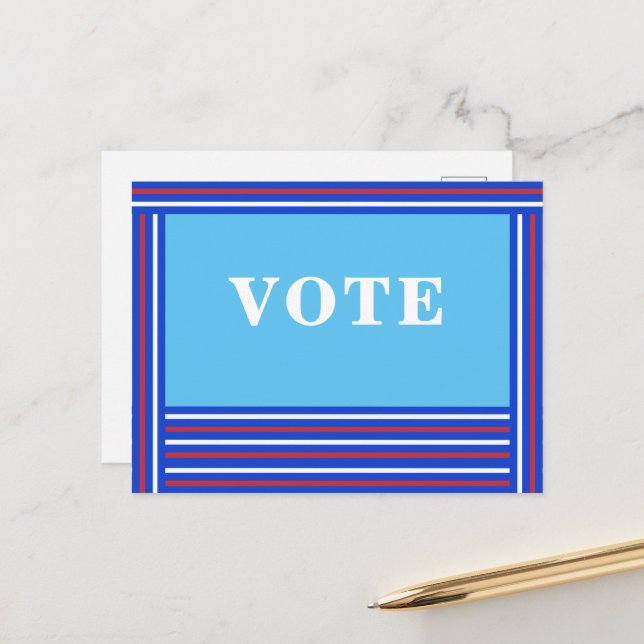 Carte postale VOTE - Fenêtre bleue (Devant/Arrière en situation)