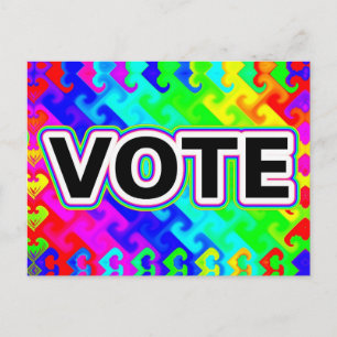 Carte Postale VOTE (Fond de vague arc-en-ciel)