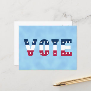 Carte Postale VOTE Rouge blanc et bleu (étoiles)