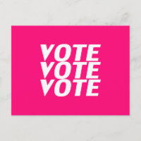 "Vote vote" hot rose, magenta, fuchsia, blanc
