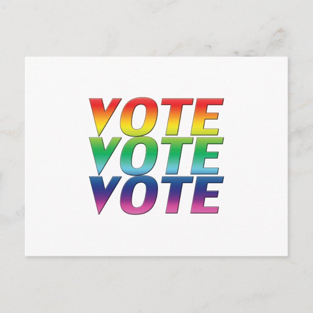Carte Postale "Vote vote vote" pride lgbtq lgbt arc-en-ciel blan (Devant)