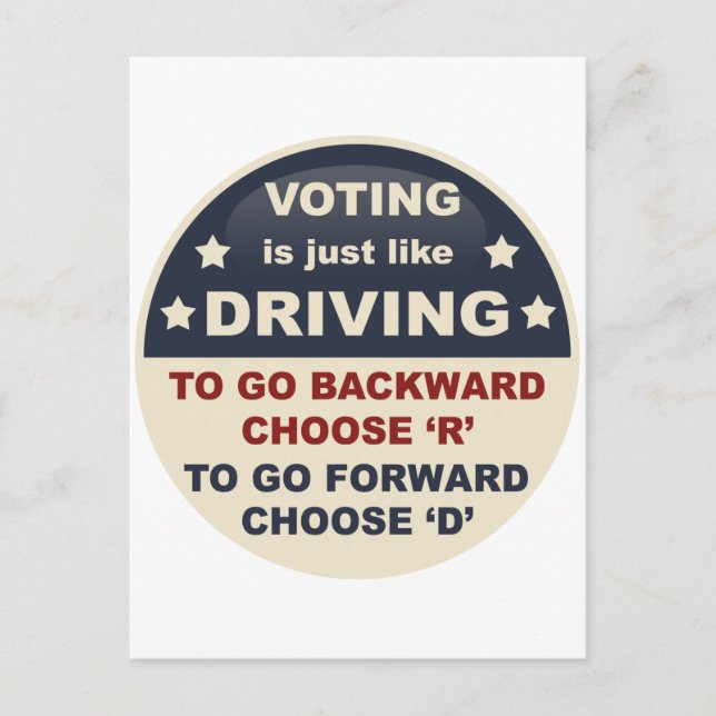 Carte Postale Voter est comme conduire (Devant)