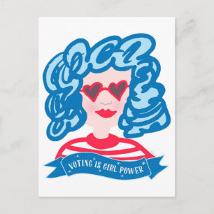Carte Postale Voter est la jeune fille Power Blue Hair Lady